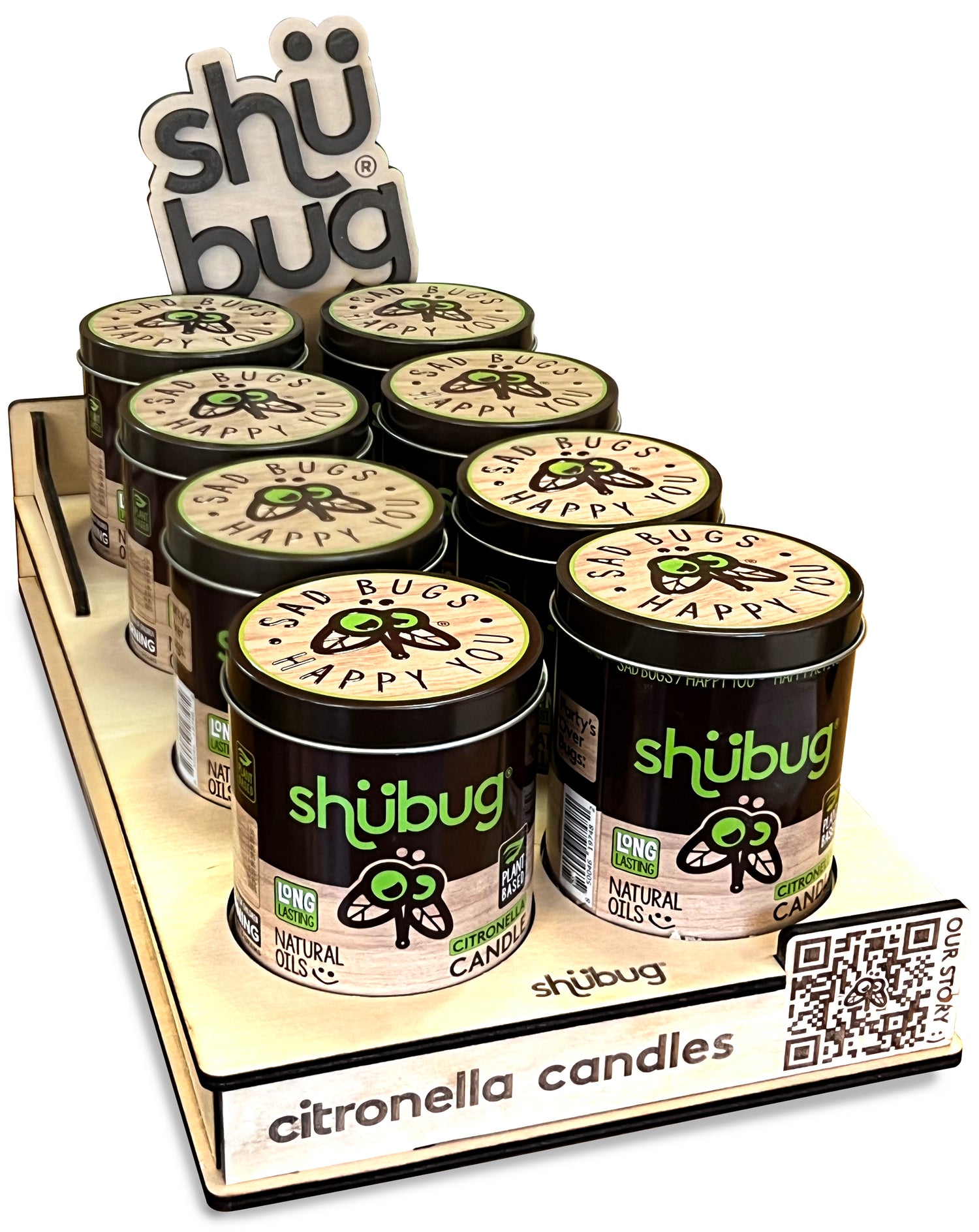 Shubug Candle 8 Unit Wood Counter Display