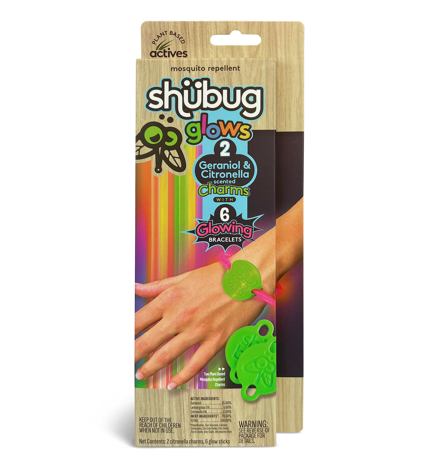 Shubug Glows, Citronella Charms with Glowing Bracelets, 6 ct