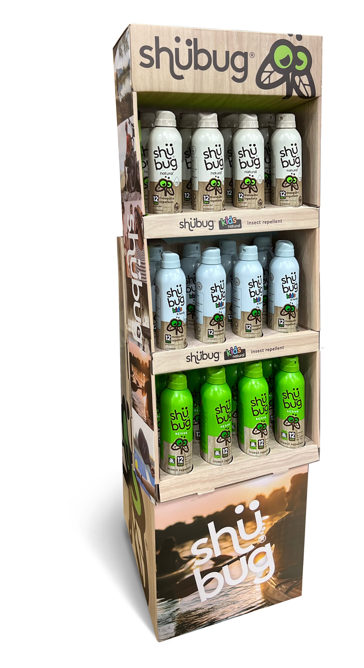 Shubug Mix 6 oz 360 Spray 24 Unit Cardboard Display w/ Floor Stand